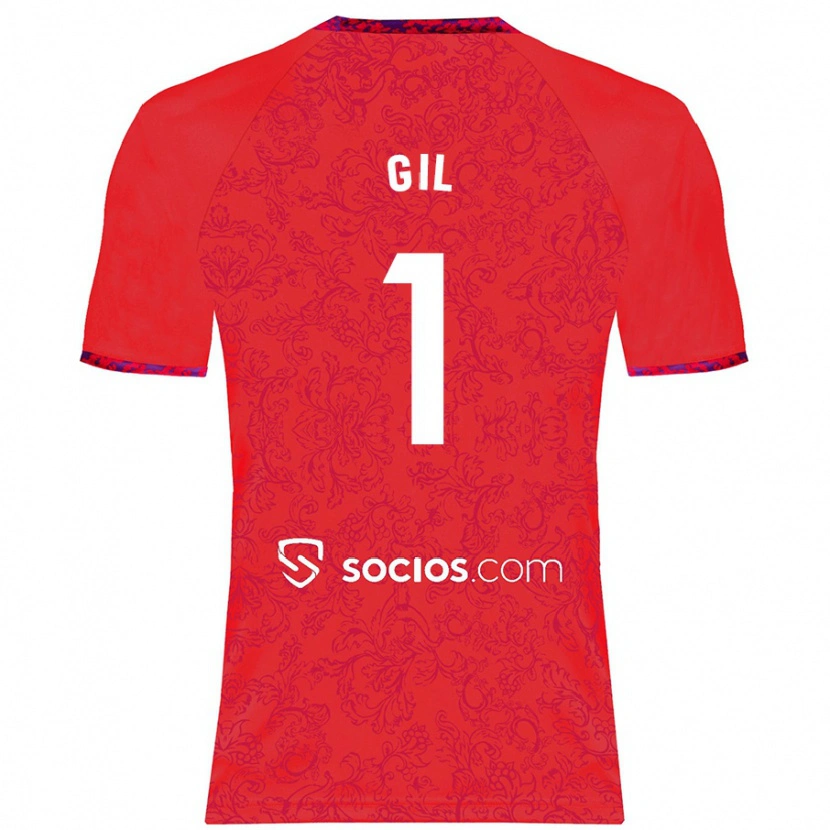 Danxen Uomo Maglia David Gil #1 Rosso Kit Gara Away 2024/25 Maglietta