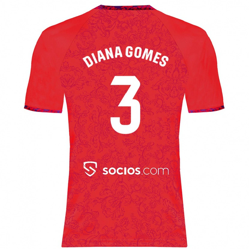 Danxen Uomo Maglia Diana Catarina Ribeiro Gomes #3 Rosso Kit Gara Away 2024/25 Maglietta