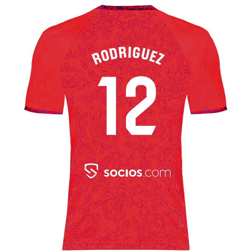Danxen Uomo Maglia Lucía María Rodríguez Herrero #12 Rosso Kit Gara Away 2024/25 Maglietta