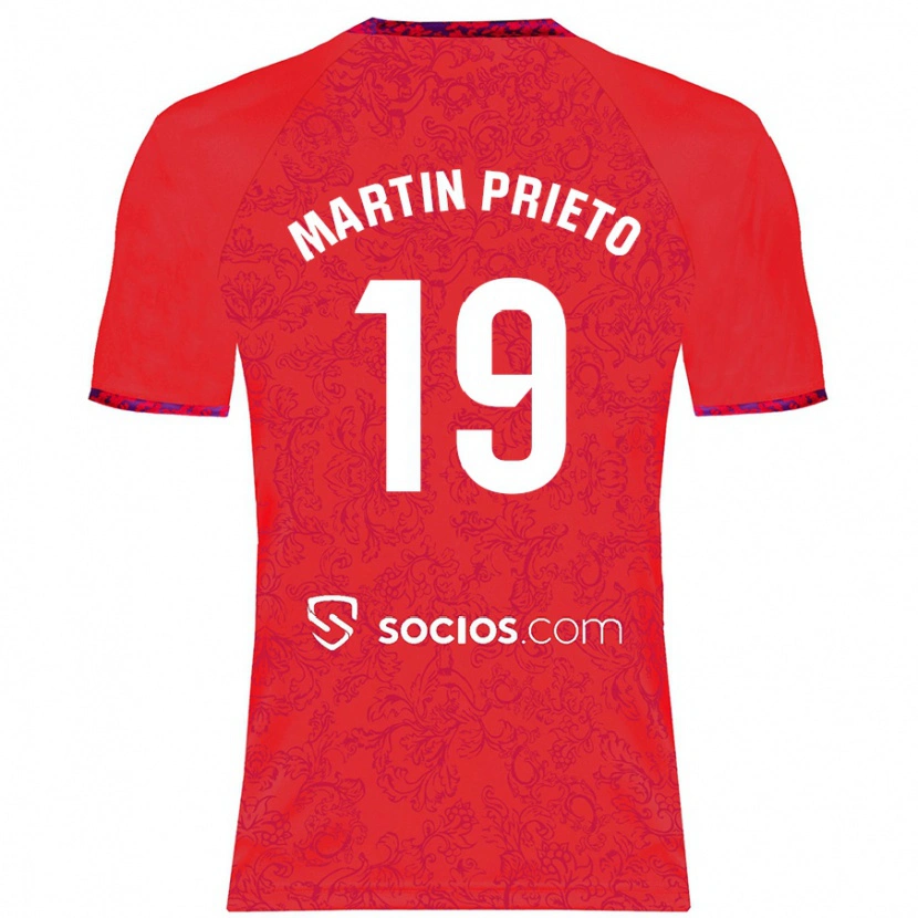 Danxen Uomo Maglia Cristina Martín-Prieto Gutiérrez #19 Rosso Kit Gara Away 2024/25 Maglietta