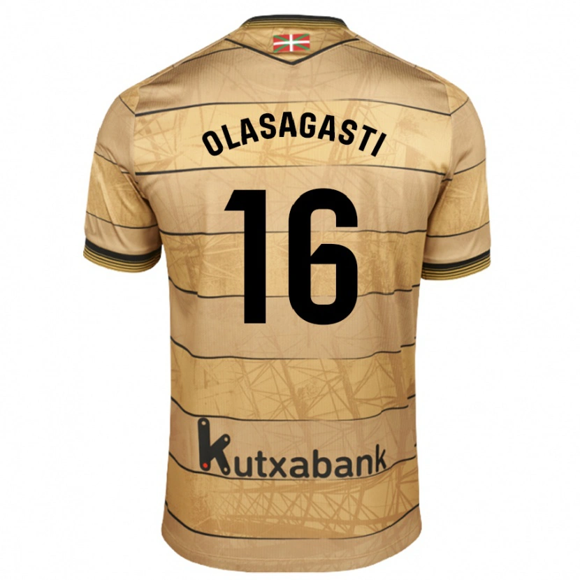 Danxen Uomo Maglia Jon Ander Olasagasti #16 Marrone Kit Gara Away 2024/25 Maglietta