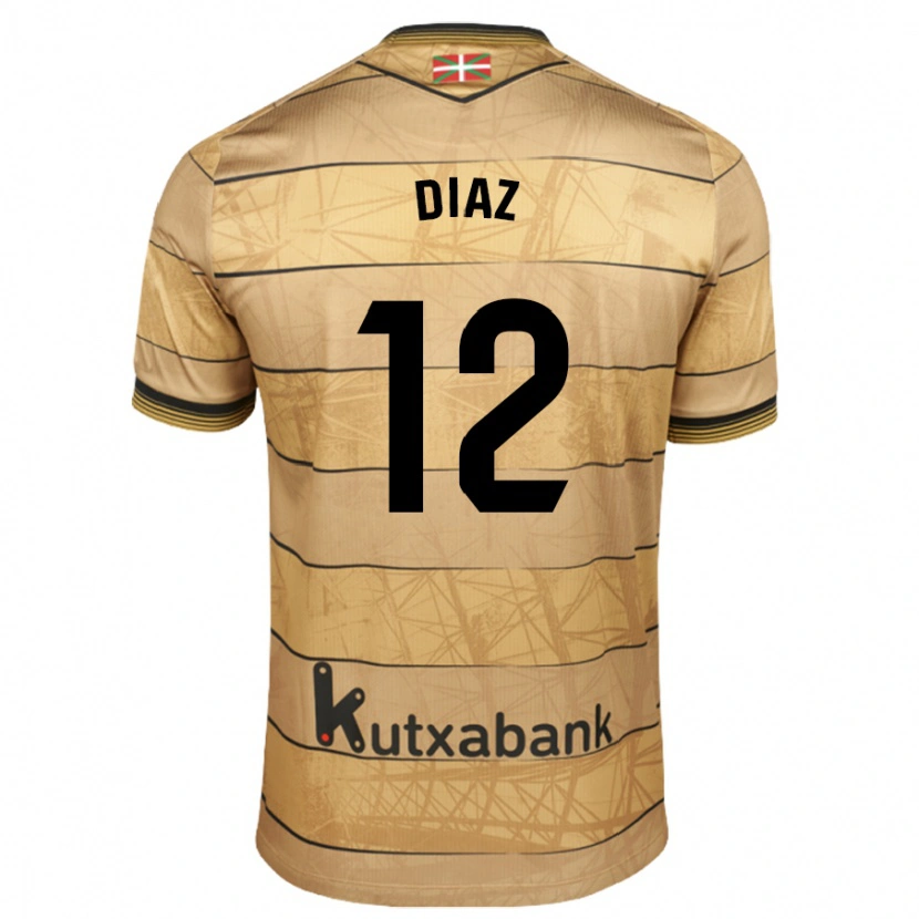 Danxen Uomo Maglia Ekain Díaz #12 Marrone Kit Gara Away 2024/25 Maglietta