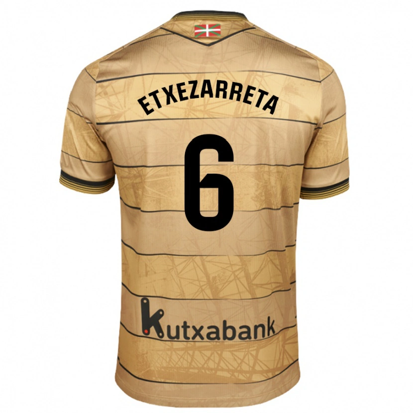 Danxen Uomo Maglia Ane Etxezarreta #6 Marrone Kit Gara Away 2024/25 Maglietta