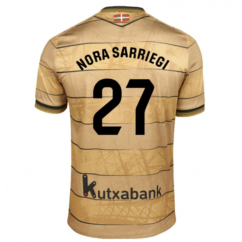 Danxen Uomo Maglia Nora Sarriegi Galdos #27 Marrone Kit Gara Away 2024/25 Maglietta