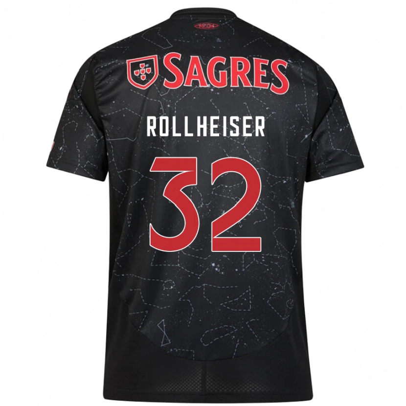 Danxen Uomo Maglia Benjamín Rollheiser #32 Nero Rosso Kit Gara Away 2024/25 Maglietta