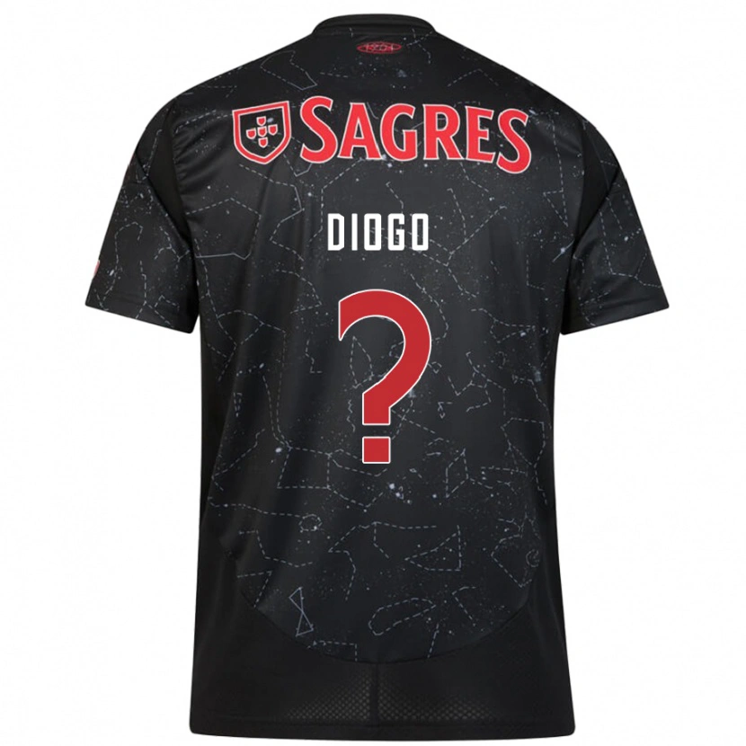 Danxen Uomo Maglia Diogo Ferreira #0 Nero Rosso Kit Gara Away 2024/25 Maglietta