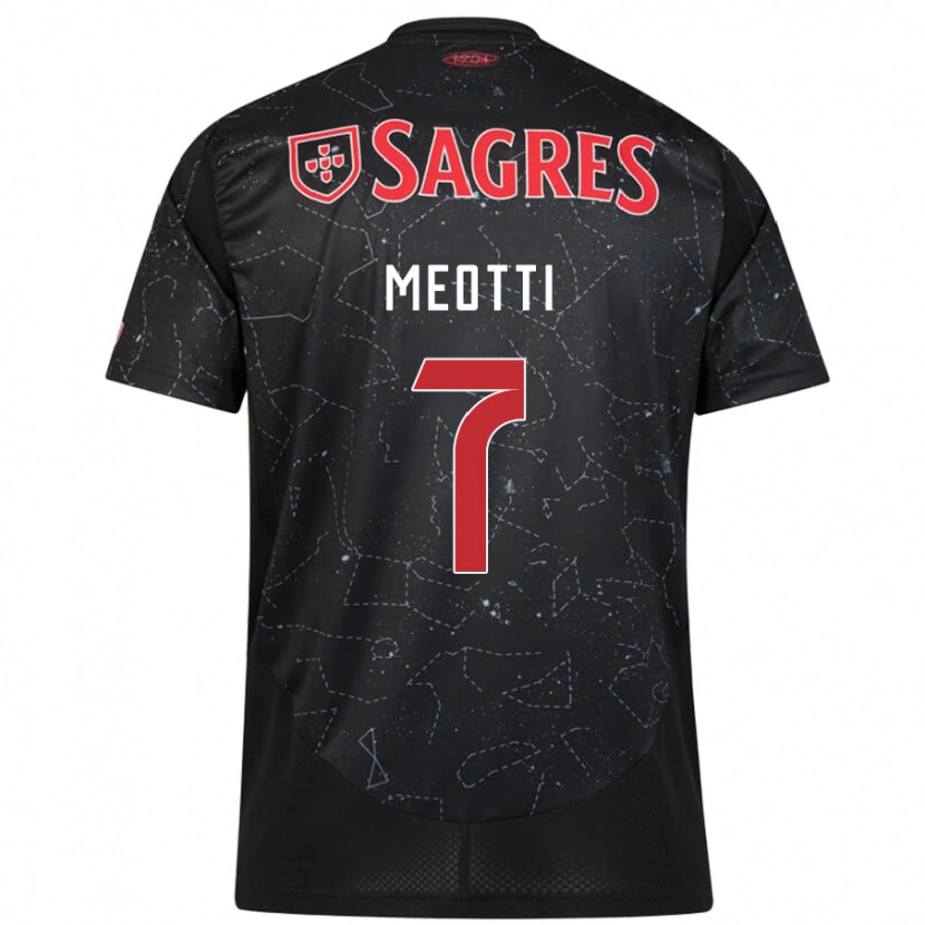 Danxen Uomo Maglia Carlos Meotti #7 Nero Rosso Kit Gara Away 2024/25 Maglietta