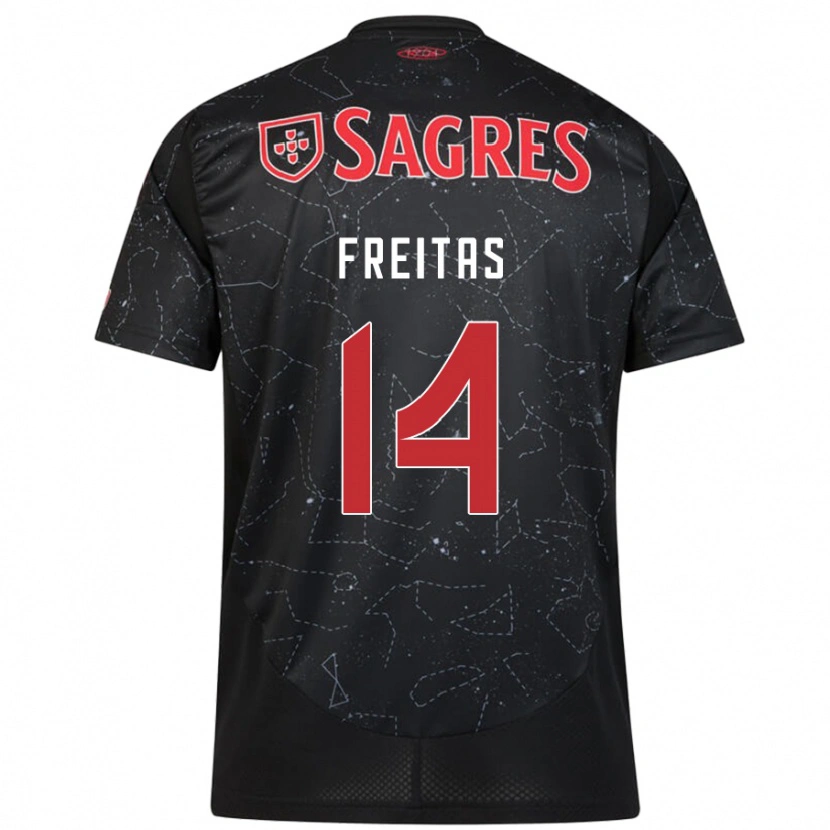 Danxen Uomo Maglia Tiago Freitas #14 Nero Rosso Kit Gara Away 2024/25 Maglietta