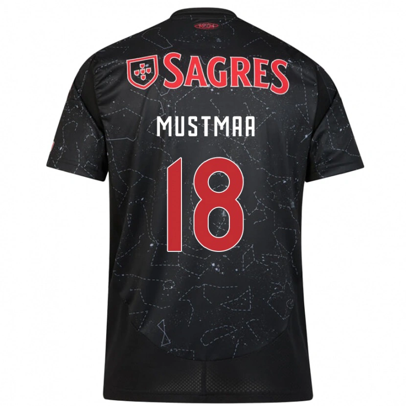Danxen Uomo Maglia Karel Mustmaa #18 Nero Rosso Kit Gara Away 2024/25 Maglietta