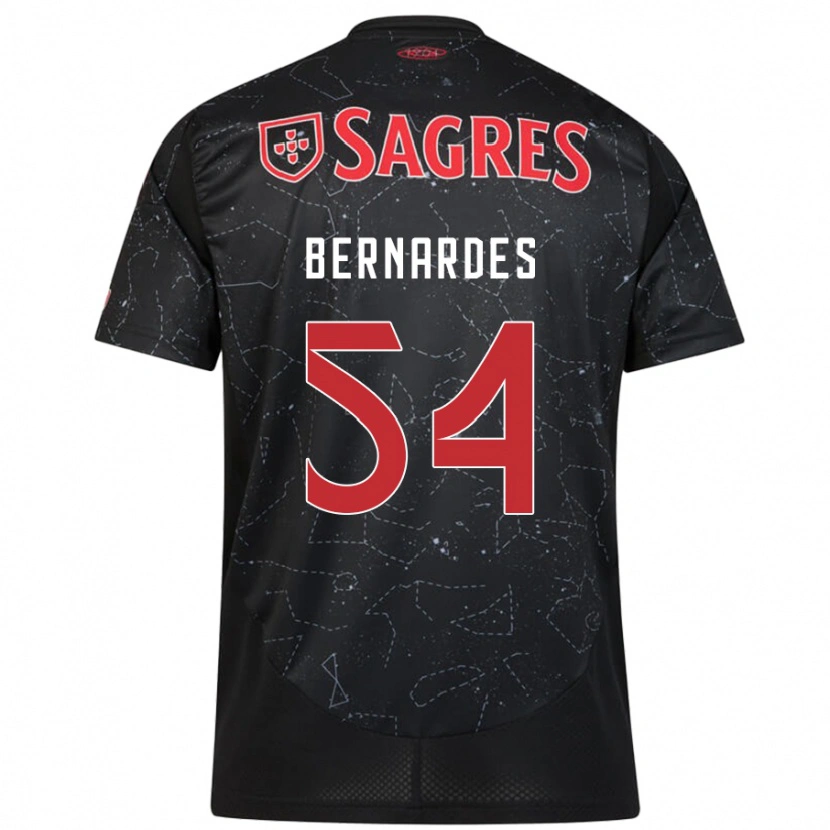 Danxen Uomo Maglia Bernardes #54 Nero Rosso Kit Gara Away 2024/25 Maglietta