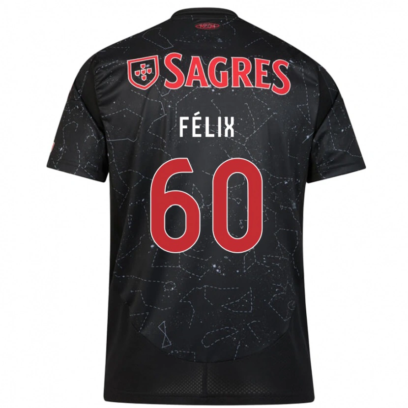 Danxen Uomo Maglia Nuno Félix #60 Nero Rosso Kit Gara Away 2024/25 Maglietta