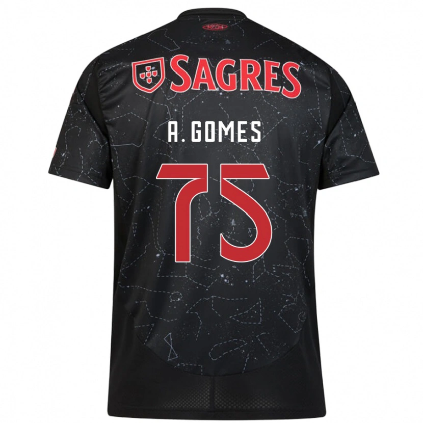 Danxen Uomo Maglia André Gomes #75 Nero Rosso Kit Gara Away 2024/25 Maglietta