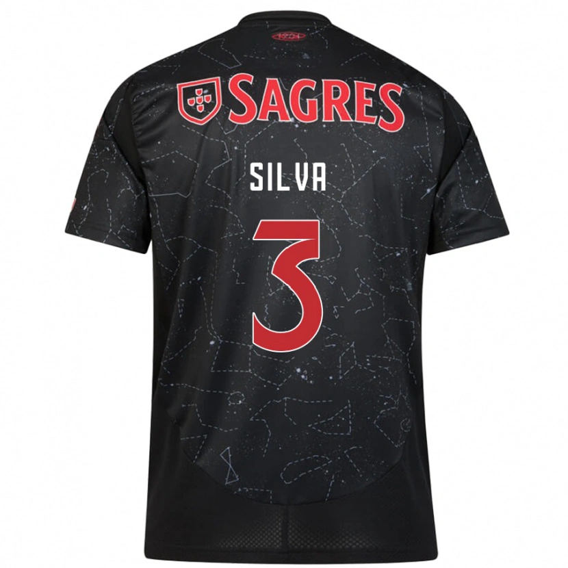 Danxen Uomo Maglia Joana Silva #3 Nero Rosso Kit Gara Away 2024/25 Maglietta