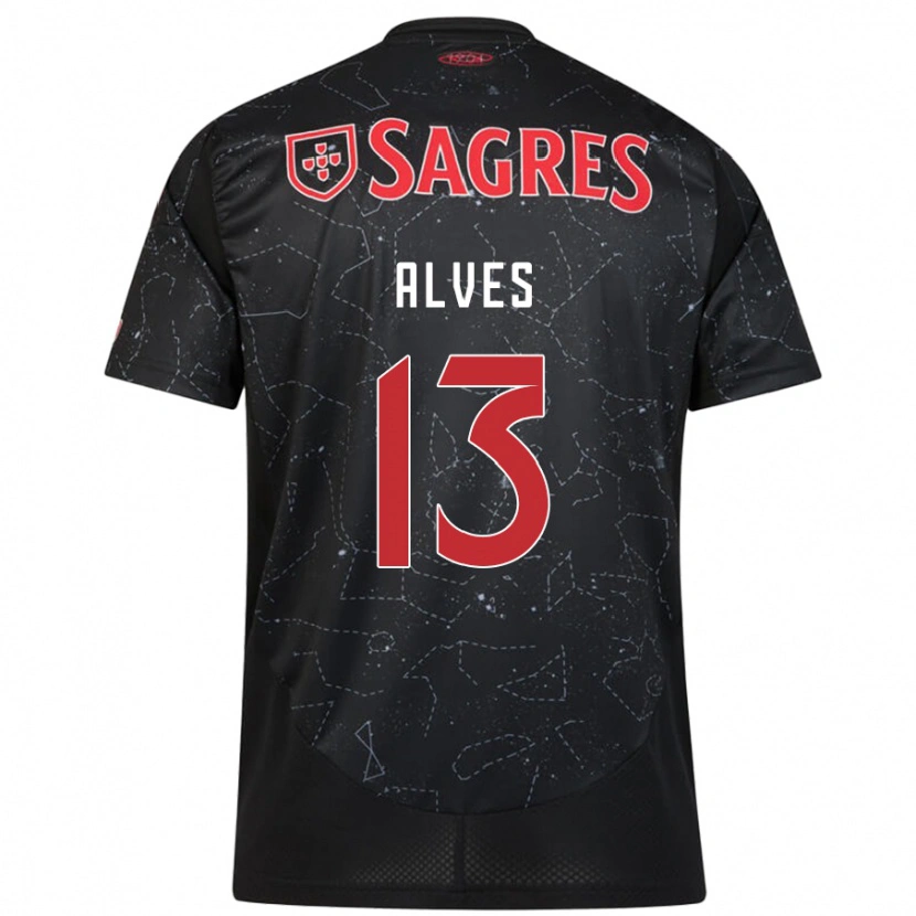 Danxen Uomo Maglia Lúcia Alves #13 Nero Rosso Kit Gara Away 2024/25 Maglietta