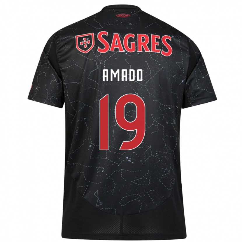 Danxen Uomo Maglia Catarina Amado #19 Nero Rosso Kit Gara Away 2024/25 Maglietta