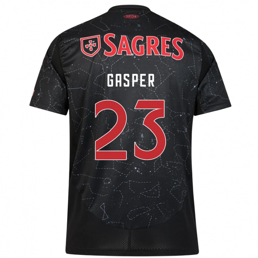 Danxen Uomo Maglia Anna Gasper #23 Nero Rosso Kit Gara Away 2024/25 Maglietta