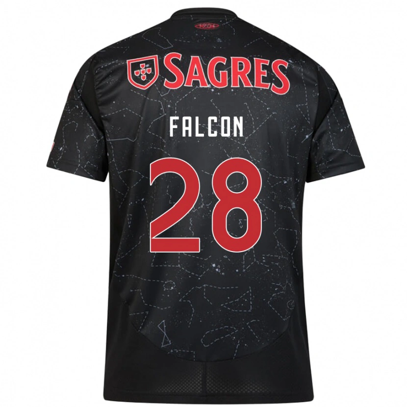 Danxen Uomo Maglia Andrea Falcón #28 Nero Rosso Kit Gara Away 2024/25 Maglietta