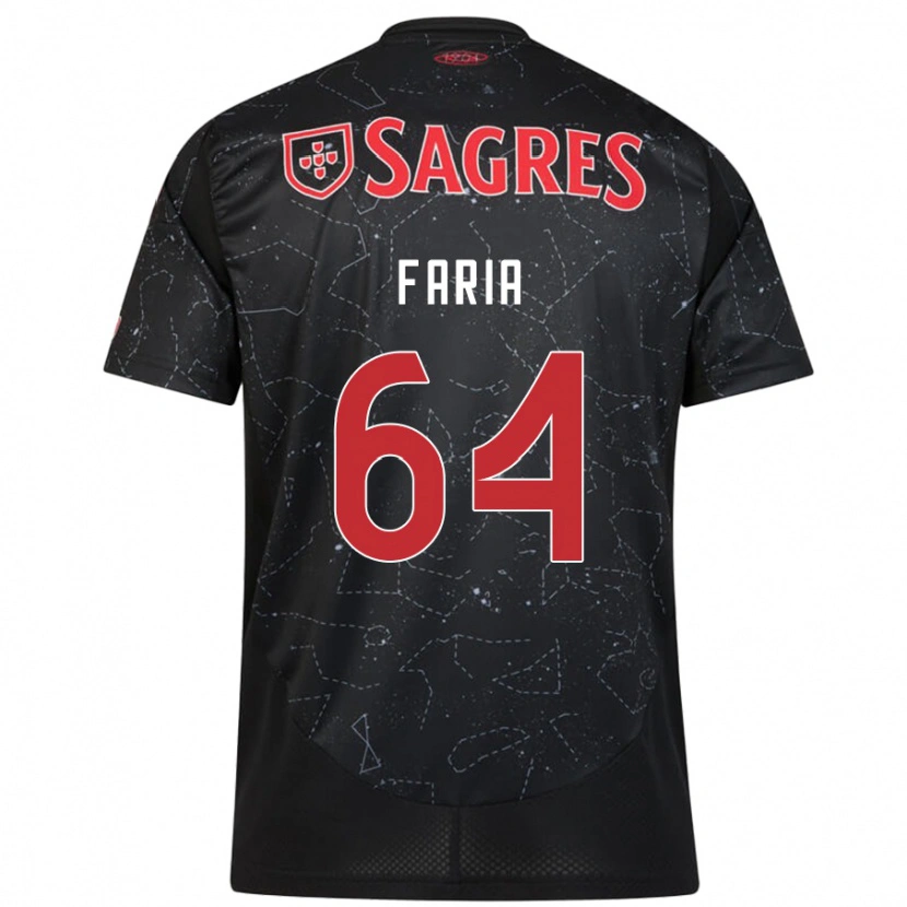Danxen Uomo Maglia Hugo Faria #64 Nero Rosso Kit Gara Away 2024/25 Maglietta
