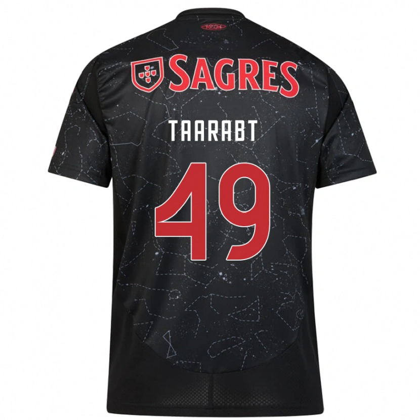 Danxen Uomo Maglia Adel Taarabt #49 Nero Rosso Kit Gara Away 2024/25 Maglietta