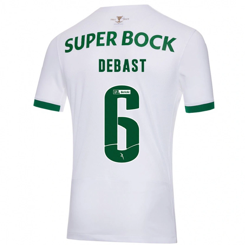 Danxen Uomo Maglia Zeno Debast #6 Bianco Verde Kit Gara Away 2024/25 Maglietta