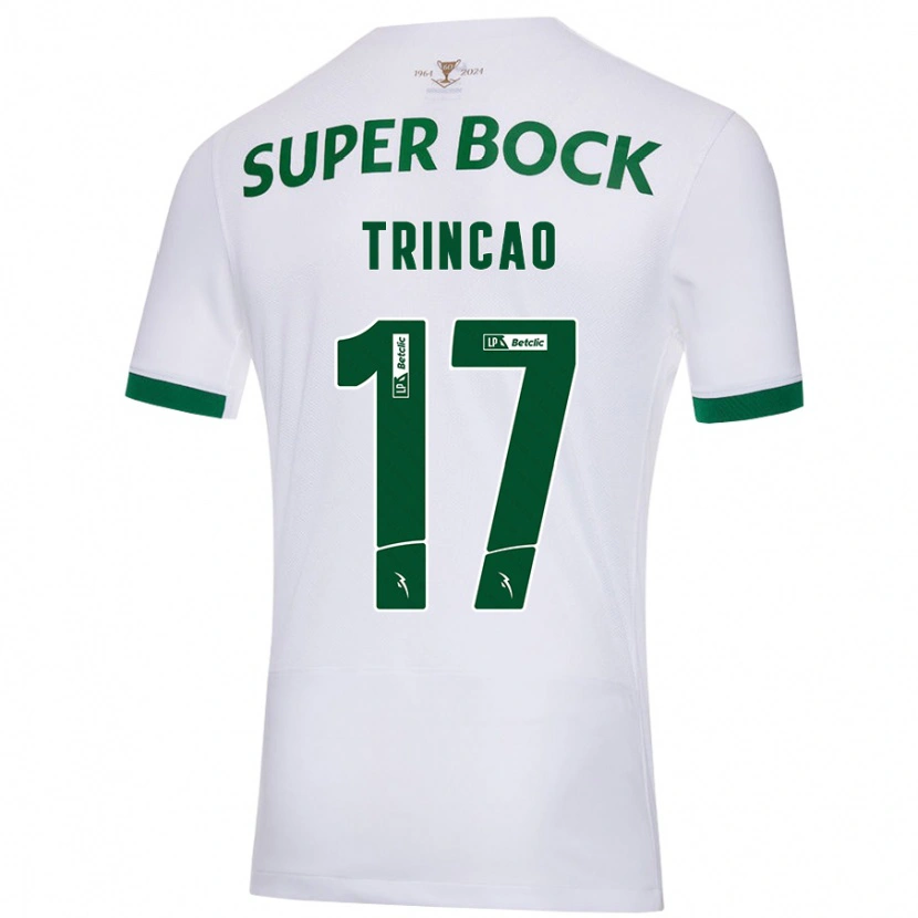 Danxen Uomo Maglia Trincão #17 Bianco Verde Kit Gara Away 2024/25 Maglietta