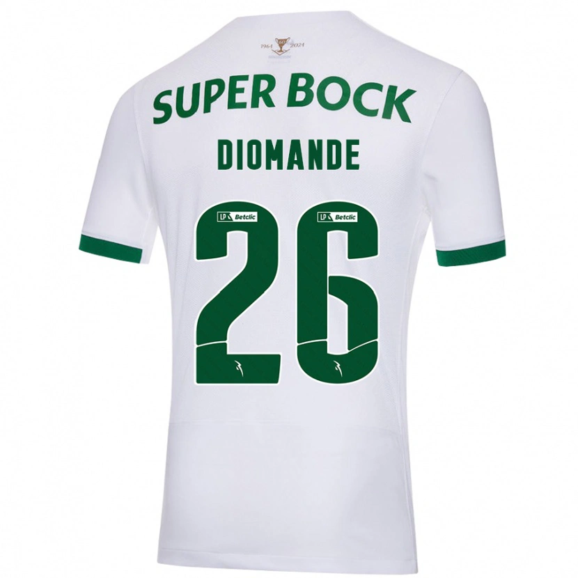 Danxen Uomo Maglia Ousmane Diomande #26 Bianco Verde Kit Gara Away 2024/25 Maglietta