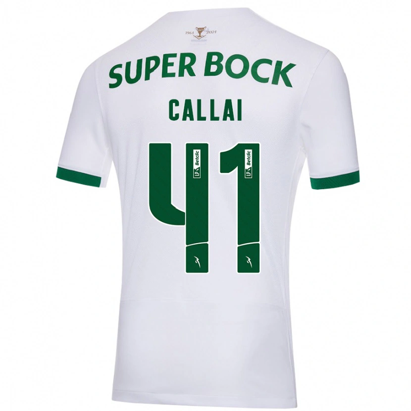 Danxen Uomo Maglia Diego Callai #41 Bianco Verde Kit Gara Away 2024/25 Maglietta