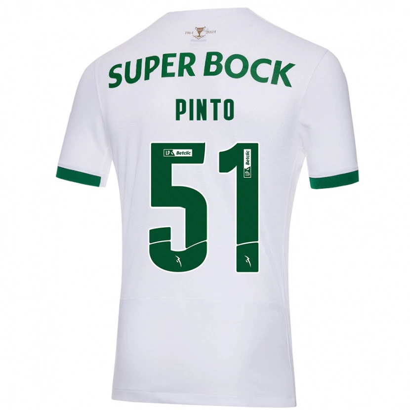 Danxen Uomo Maglia Diogo Pinto #51 Bianco Verde Kit Gara Away 2024/25 Maglietta