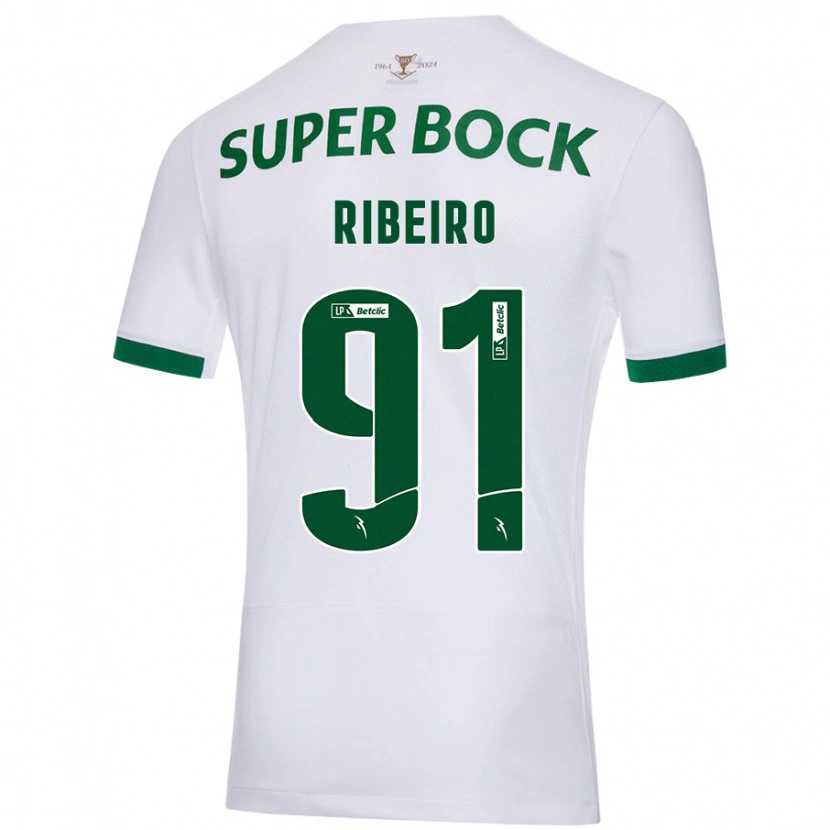 Danxen Uomo Maglia Rodrigo Ribeiro #91 Bianco Verde Kit Gara Away 2024/25 Maglietta