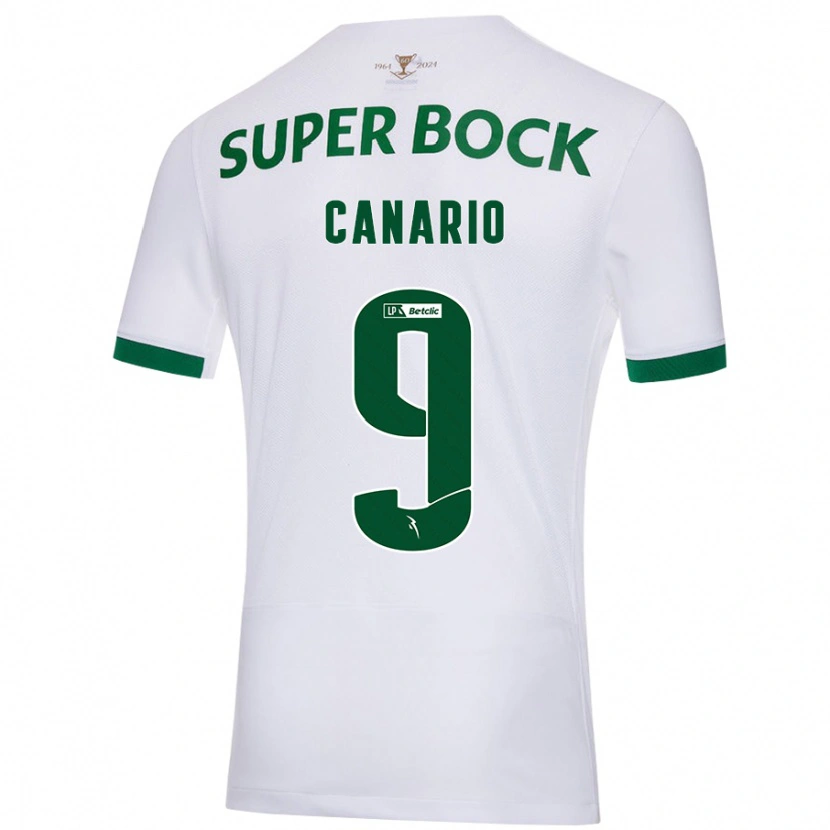Danxen Uomo Maglia Francisco Canário #9 Bianco Verde Kit Gara Away 2024/25 Maglietta