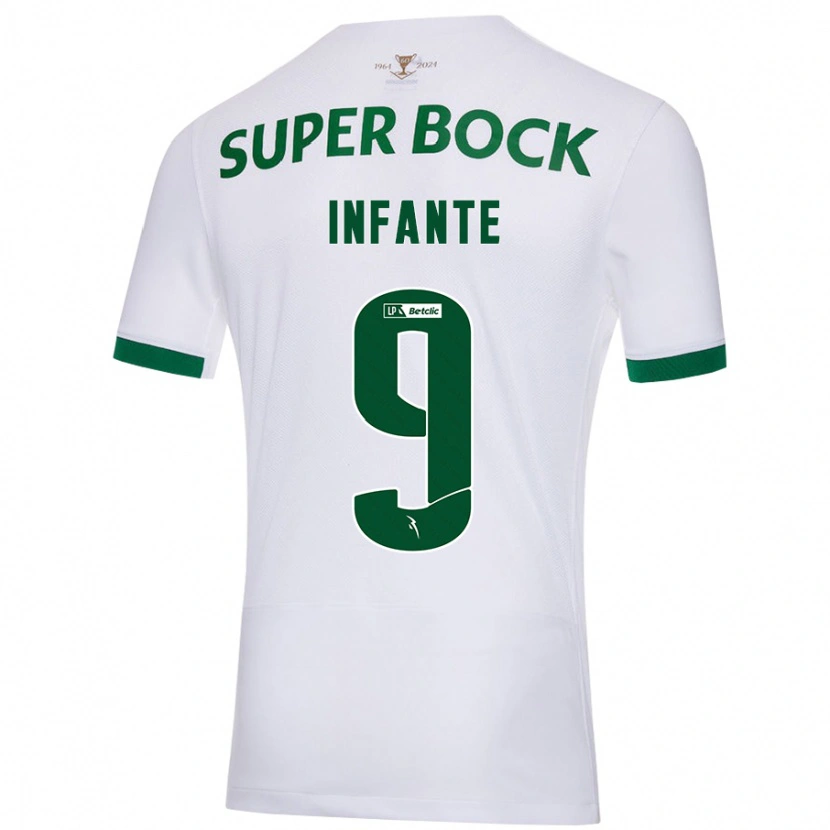 Danxen Uomo Maglia João Infante #9 Bianco Verde Kit Gara Away 2024/25 Maglietta