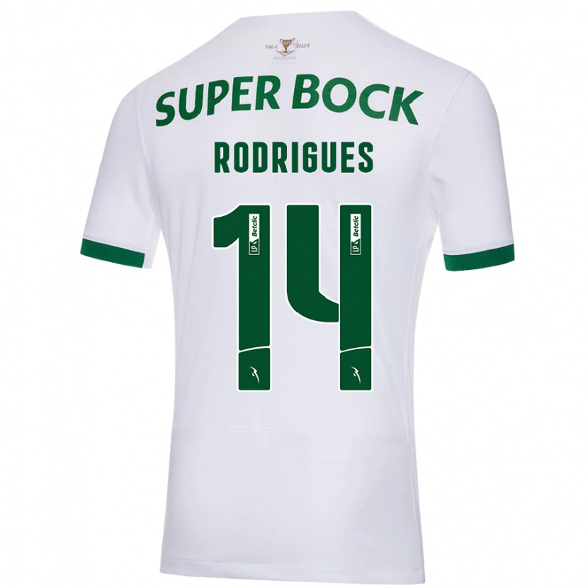 Danxen Uomo Maglia Paulo Rodrigues #14 Bianco Verde Kit Gara Away 2024/25 Maglietta