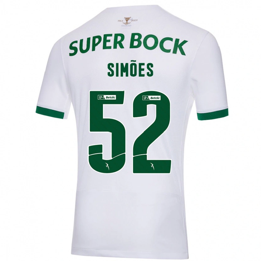 Danxen Uomo Maglia João Simões #52 Bianco Verde Kit Gara Away 2024/25 Maglietta
