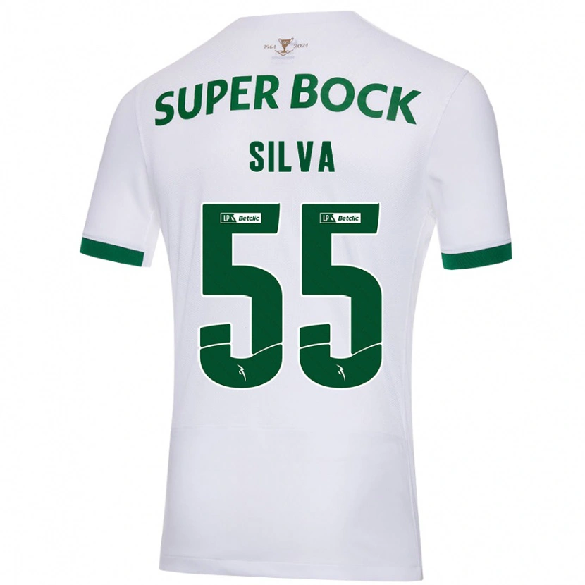 Danxen Uomo Maglia José Silva #55 Bianco Verde Kit Gara Away 2024/25 Maglietta