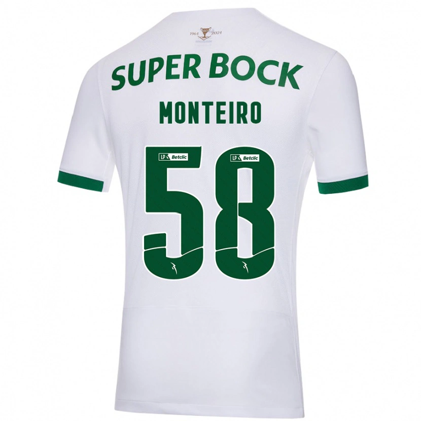 Danxen Uomo Maglia David Monteiro #58 Bianco Verde Kit Gara Away 2024/25 Maglietta