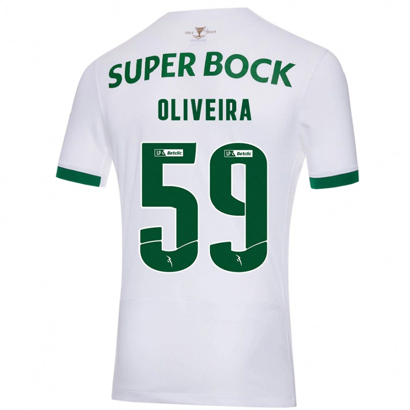 Danxen Uomo Maglia Kauã Oliveira #59 Bianco Verde Kit Gara Away 2024/25 Maglietta