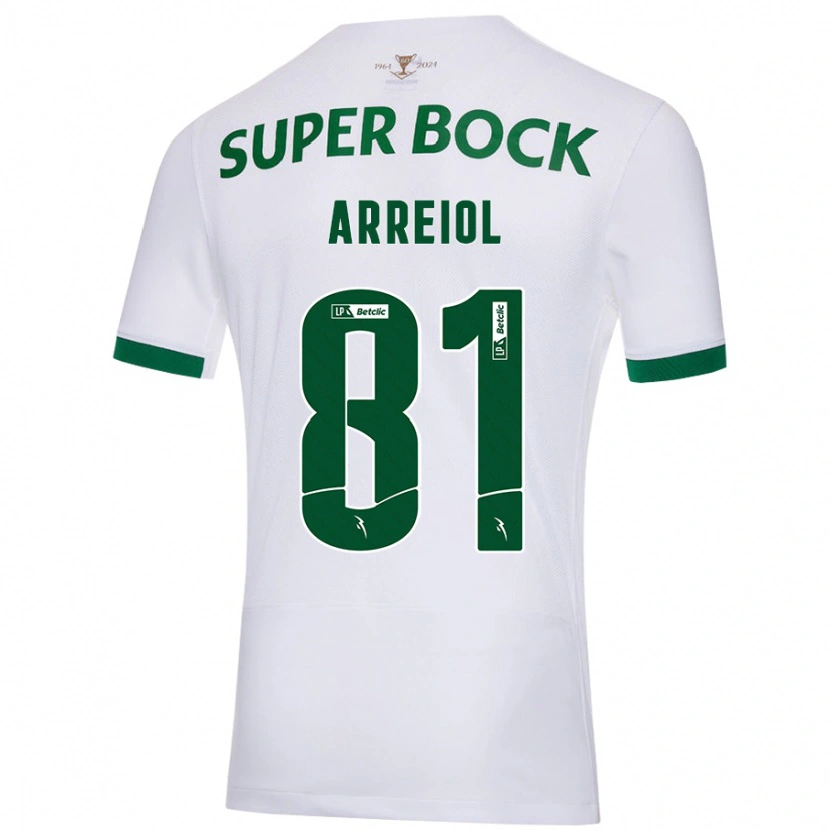 Danxen Uomo Maglia Henrique Arreiol #81 Bianco Verde Kit Gara Away 2024/25 Maglietta