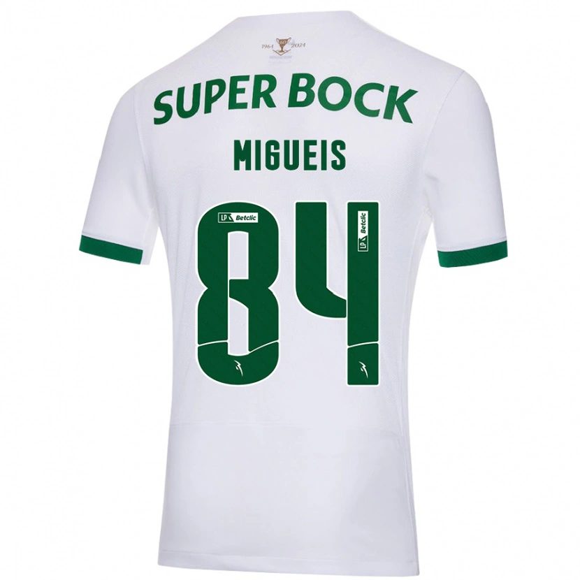 Danxen Uomo Maglia Pedro Miguéis #84 Bianco Verde Kit Gara Away 2024/25 Maglietta