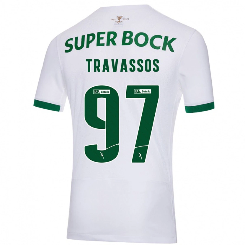 Danxen Uomo Maglia Travassos #97 Bianco Verde Kit Gara Away 2024/25 Maglietta