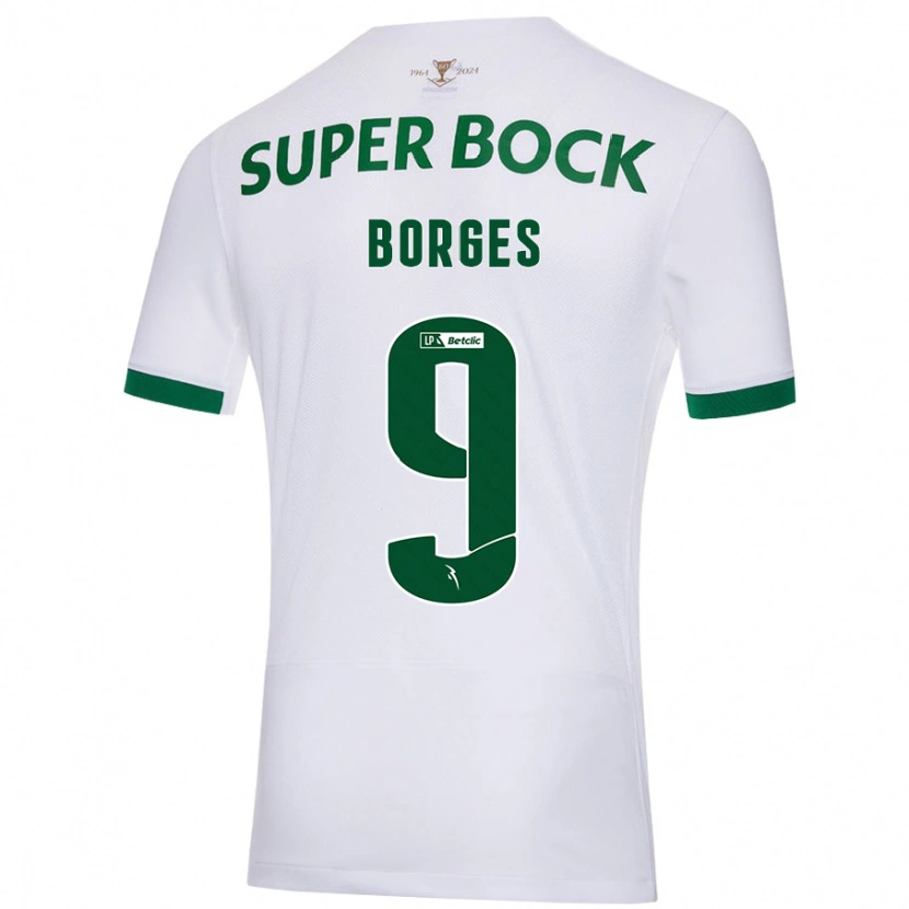 Danxen Uomo Maglia Ana Borges #9 Bianco Verde Kit Gara Away 2024/25 Maglietta