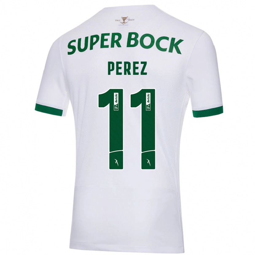 Danxen Uomo Maglia Brenda Pérez #11 Bianco Verde Kit Gara Away 2024/25 Maglietta