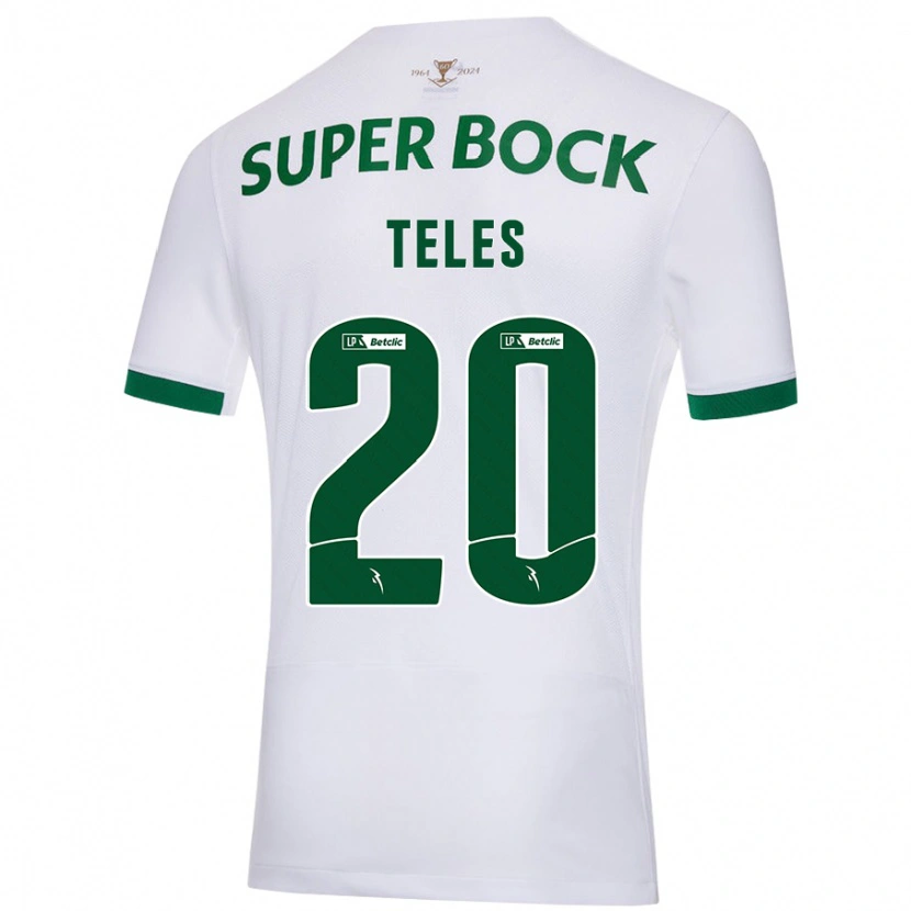 Danxen Uomo Maglia Ana Teles #20 Bianco Verde Kit Gara Away 2024/25 Maglietta