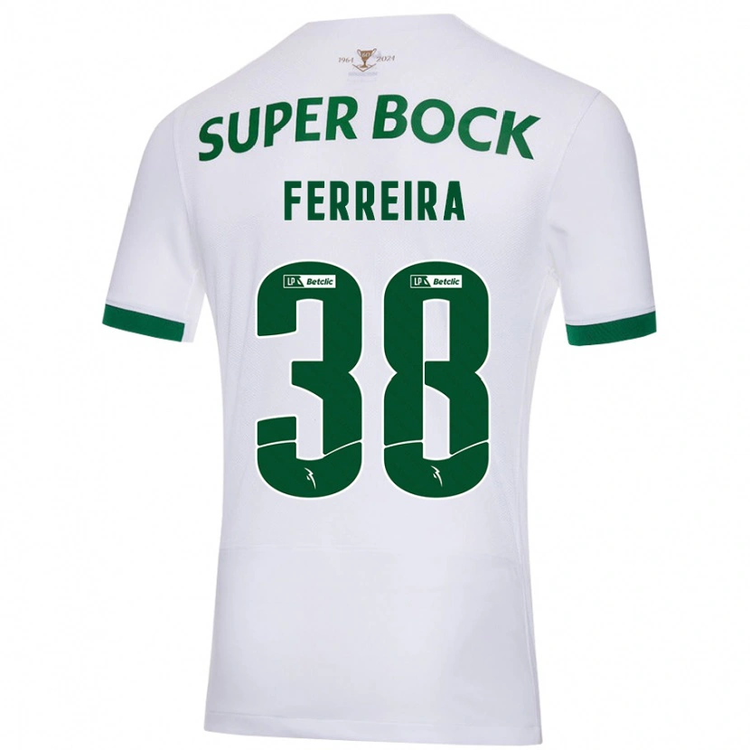 Danxen Uomo Maglia Marta Ferreira #38 Bianco Verde Kit Gara Away 2024/25 Maglietta