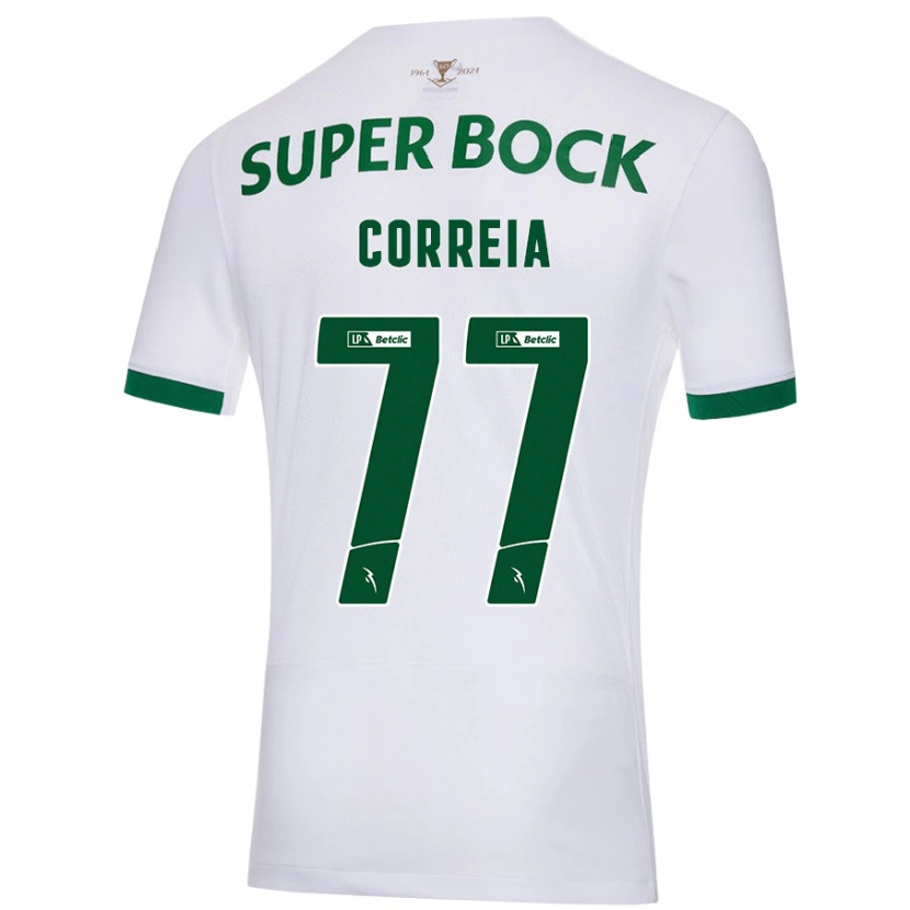 Danxen Uomo Maglia Alícia Correia #77 Bianco Verde Kit Gara Away 2024/25 Maglietta