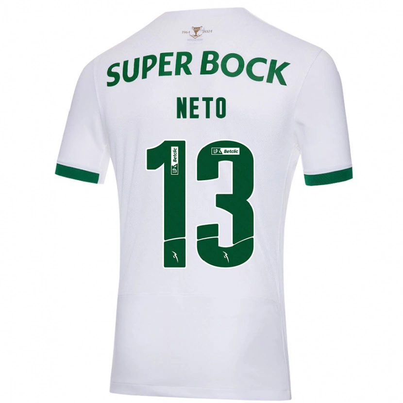 Danxen Uomo Maglia Luís Neto #13 Bianco Verde Kit Gara Away 2024/25 Maglietta