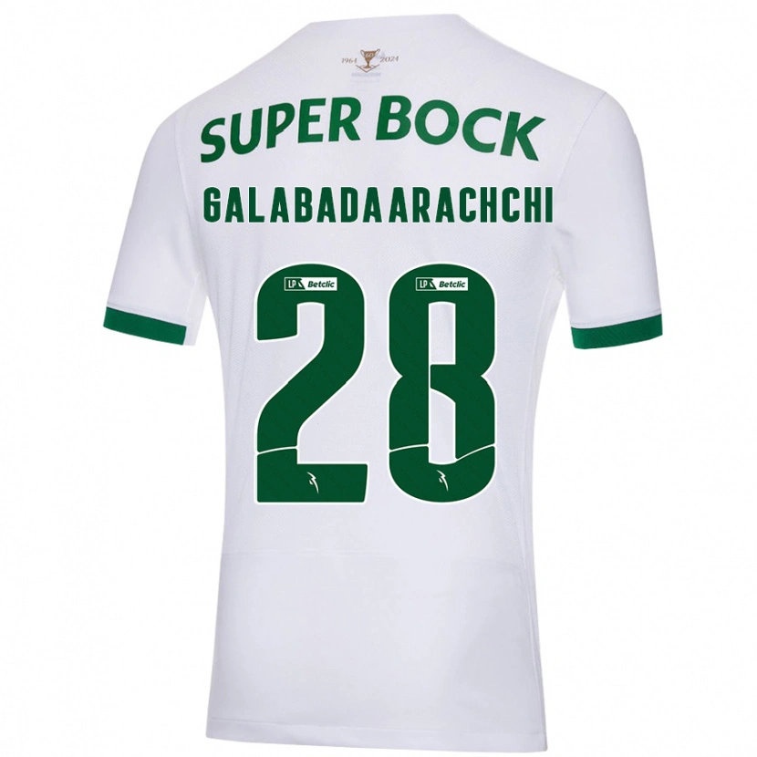 Danxen Uomo Maglia Jacinta Galabadaarachchi #28 Bianco Verde Kit Gara Away 2024/25 Maglietta