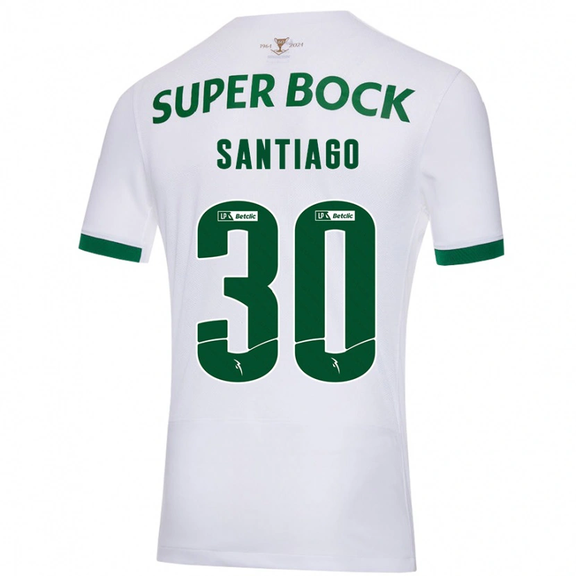Danxen Uomo Maglia Carolina Santiago #30 Bianco Verde Kit Gara Away 2024/25 Maglietta