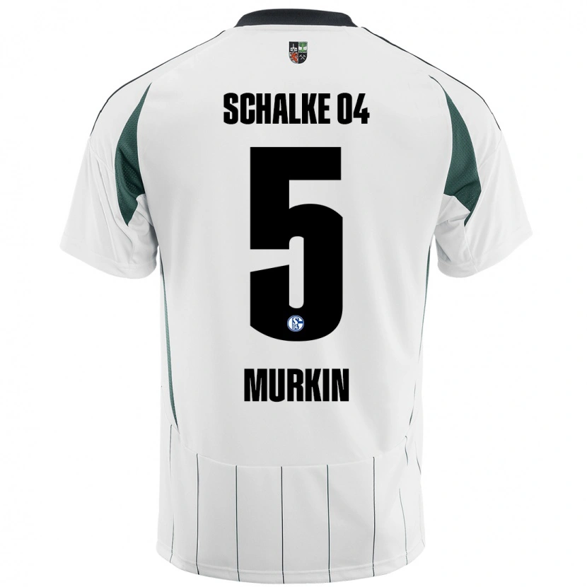 Danxen Uomo Maglia Derry Murkin #5 Bianco Verde Kit Gara Away 2024/25 Maglietta