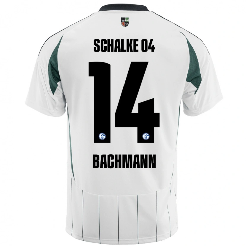 Danxen Uomo Maglia Janik Bachmann #14 Bianco Verde Kit Gara Away 2024/25 Maglietta