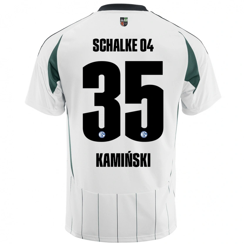 Danxen Uomo Maglia Marcin Kaminski #35 Bianco Verde Kit Gara Away 2024/25 Maglietta